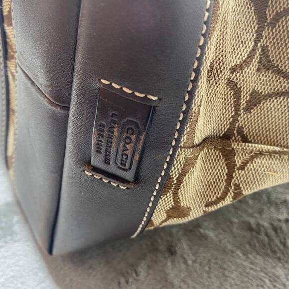 Coach Signature 6042 Canvas Leather Tote Bag Brown Used - Picture 5 of 12